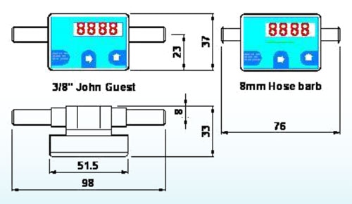 圖 800系列顯示流量計(jì)的尺寸，可編程設(shè)定流量和總量