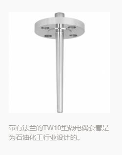 帶有法蘭的TW10型熱電偶套管是為石油化工行業(yè)設計的。